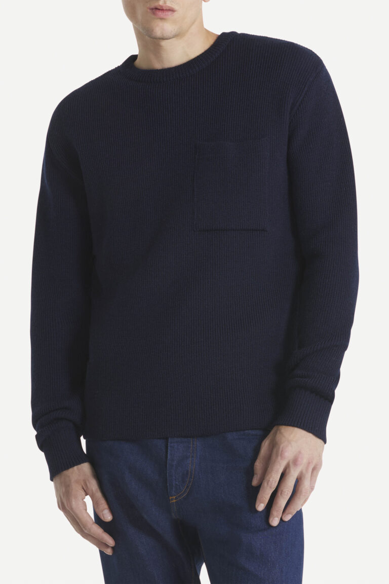 SALAUN - PULL EN LAINE VIERGE - MARINE, seconde vue
