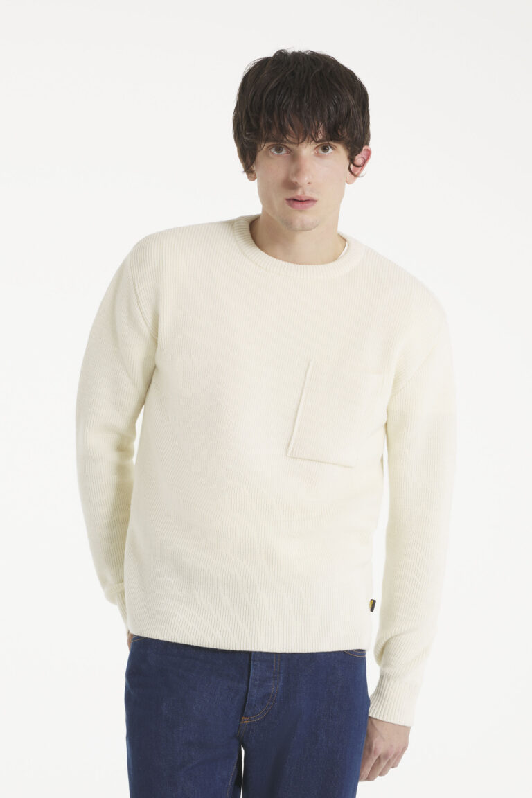 SALAUN - PULL EN LAINE VIERGE - ECRU, seconde vue