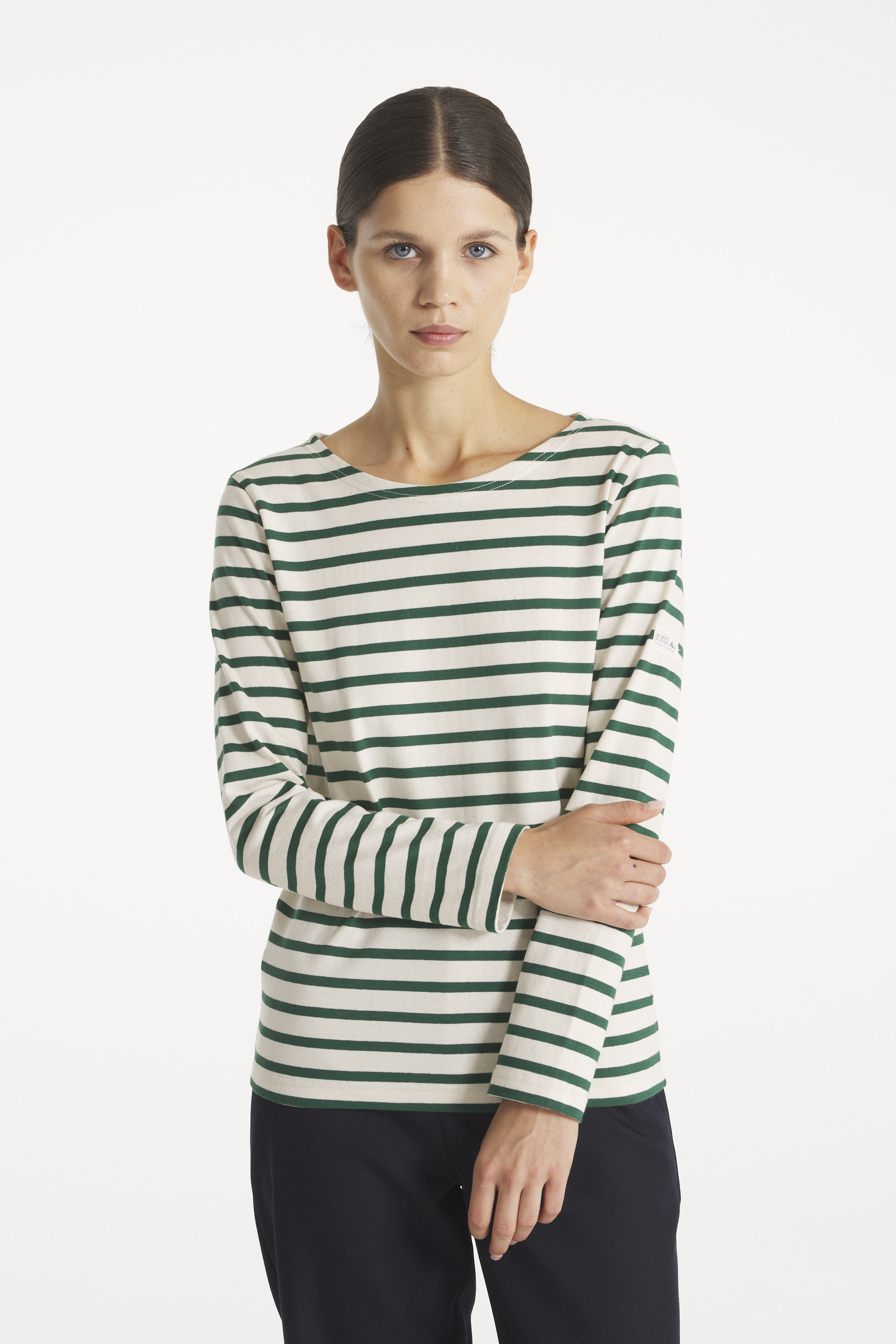 Tilda - Marinière with long sleeves - OFFWHITE/GREEN, seconde vue
