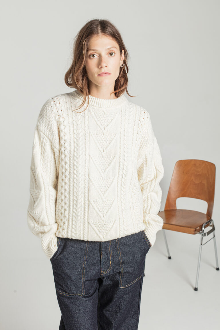 SANELLE - PULL EN MAILLE TORSADÉ - ECRU, seconde vue
