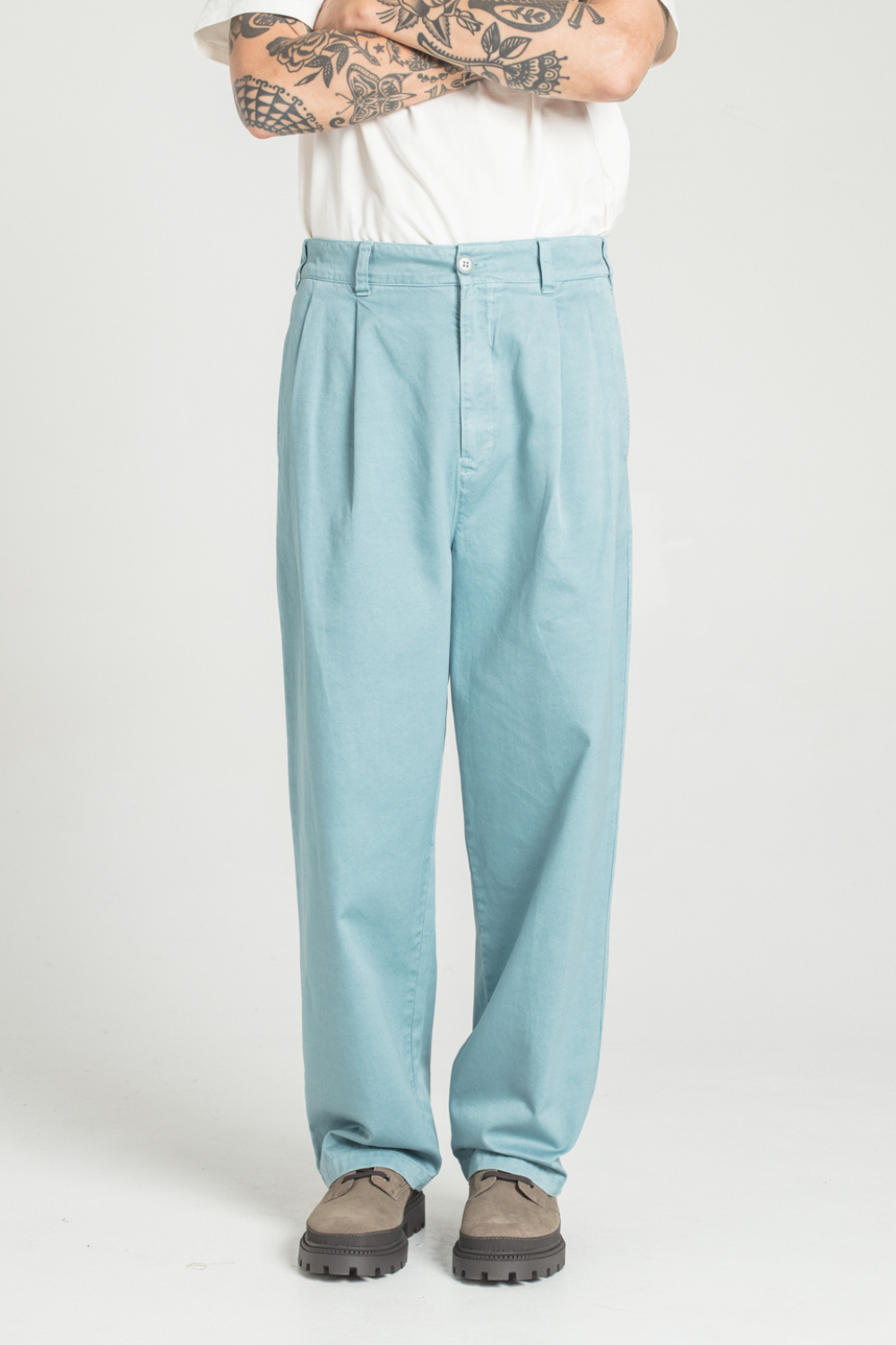 Pitt - Pantalon large en gabardine - XS, BLEU CIEL