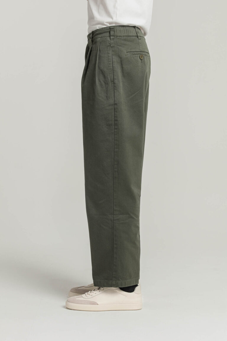Pitt - Pantalon large en gabardine - VERT, seconde vue
