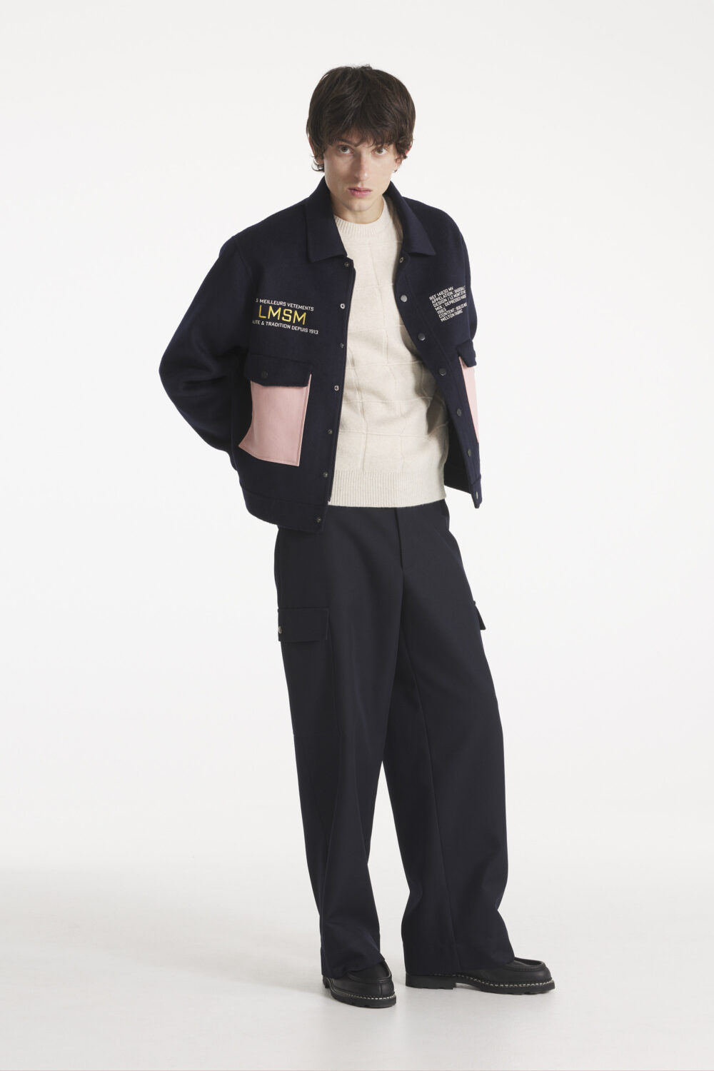 PLESLIN - WOOL CARGO PANTS - M, NAVY