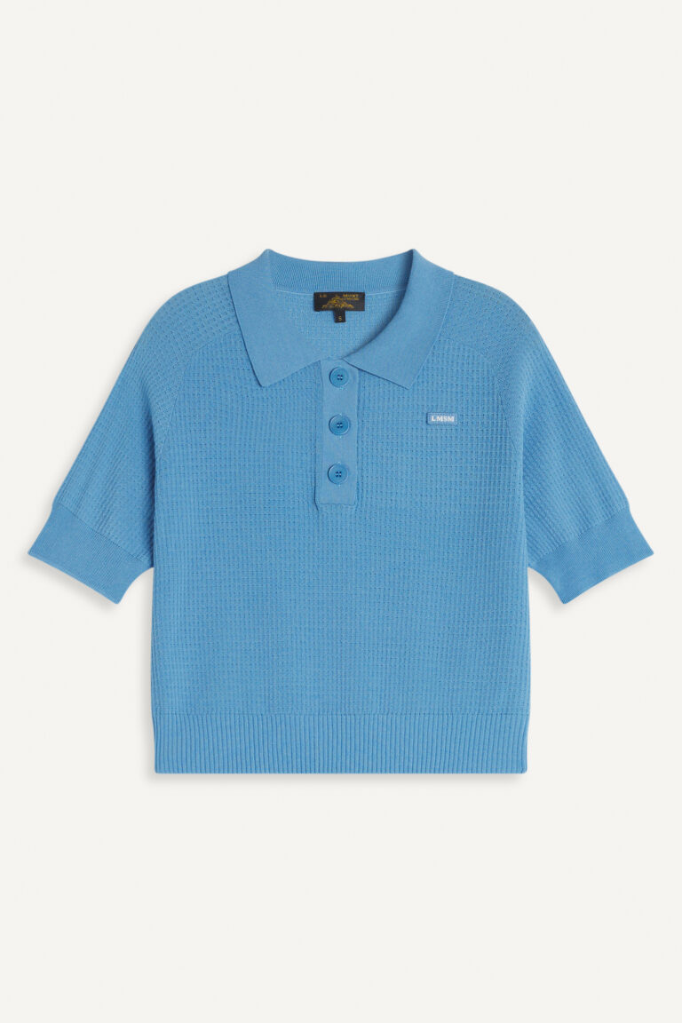 SERDANE - KNITTED POLO SHIRT - BLUE, seconde vue