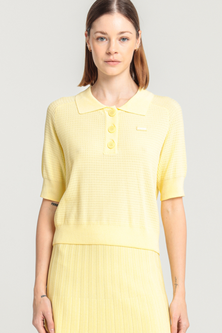 SERDANE - KNITTED POLO SHIRT - YELLOW, seconde vue