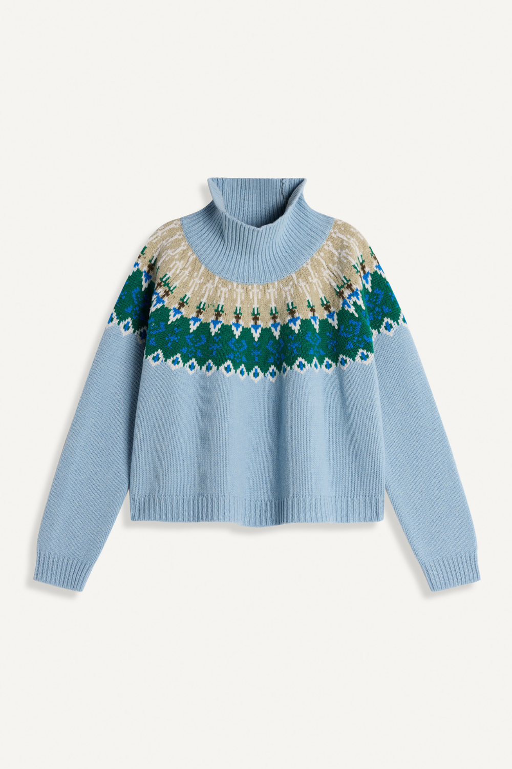 SILEDA - PULL JACQUARD OVERSIZE - M, BLEU CIEL