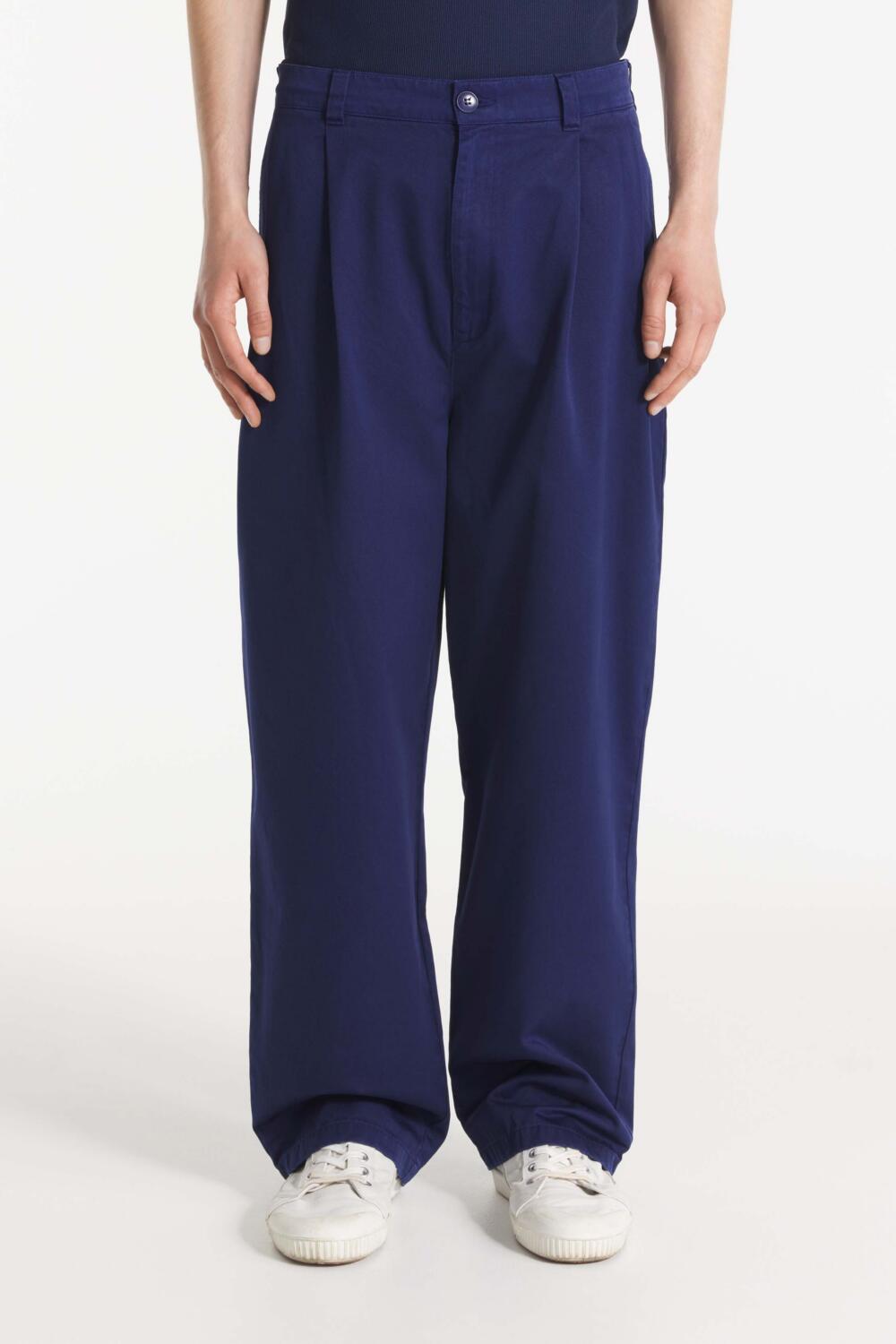 Pitt - Pantalon large en gabardine - XS, BLEU