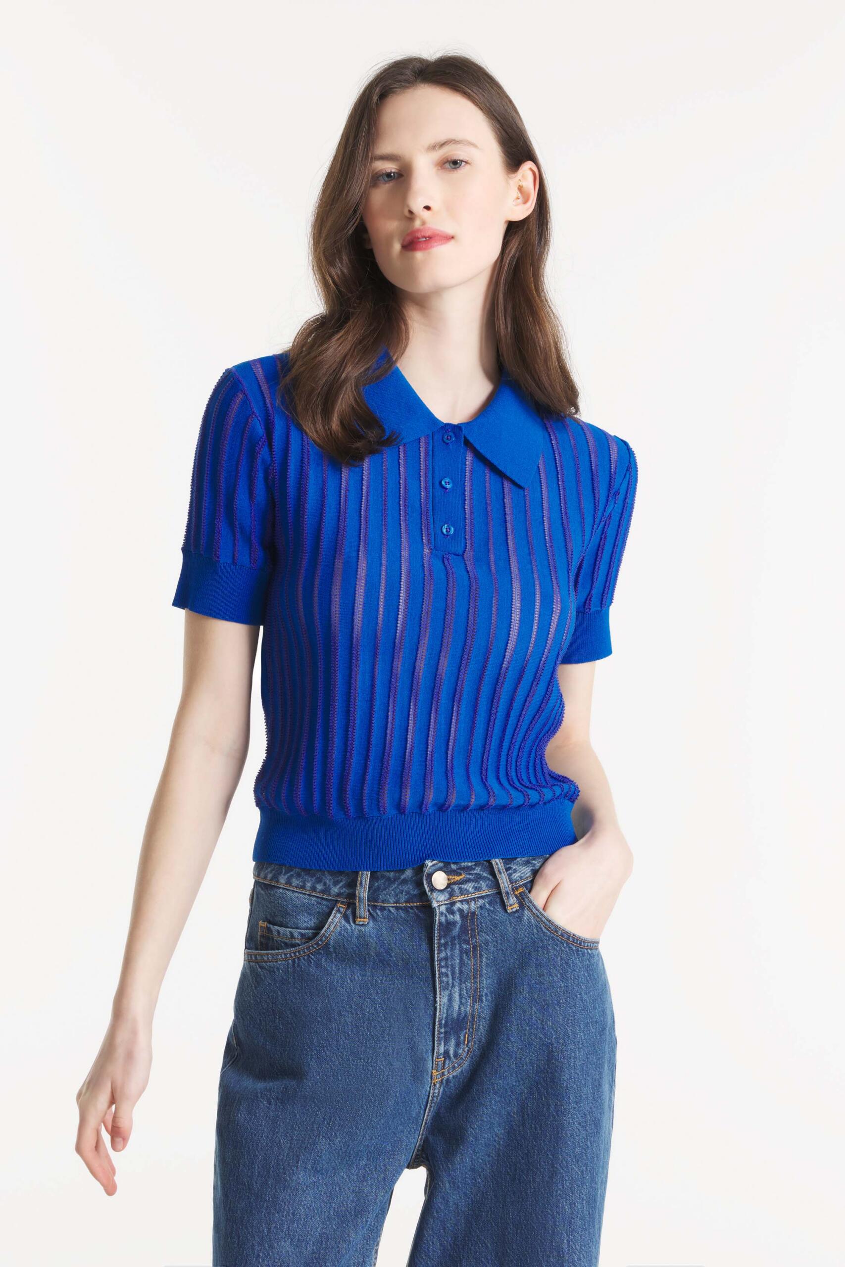 SALLY - POLO EN MAILLE AJOURÉE
