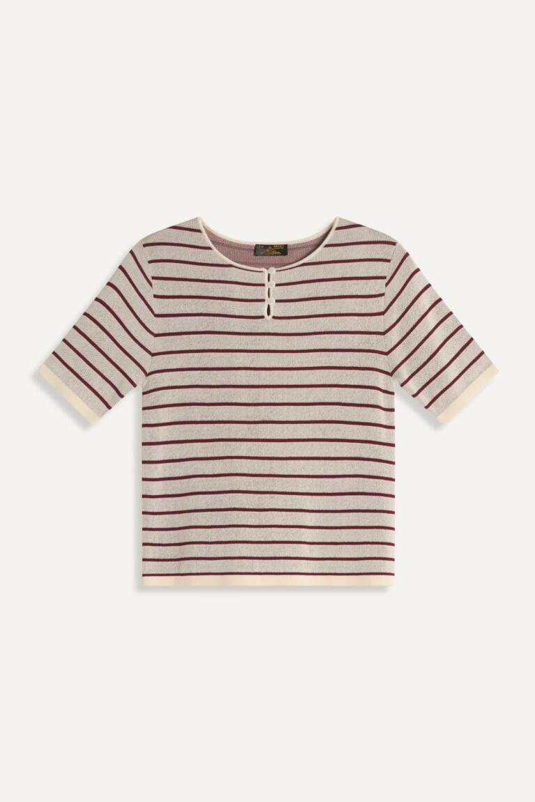 SYBIL - STRIPED SWEATER - offwhite burgundy