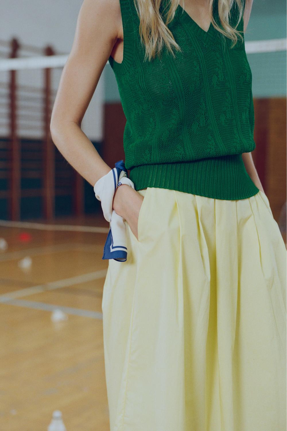 SABILA - SLEEVELESS SWEATER - M, GREEN
