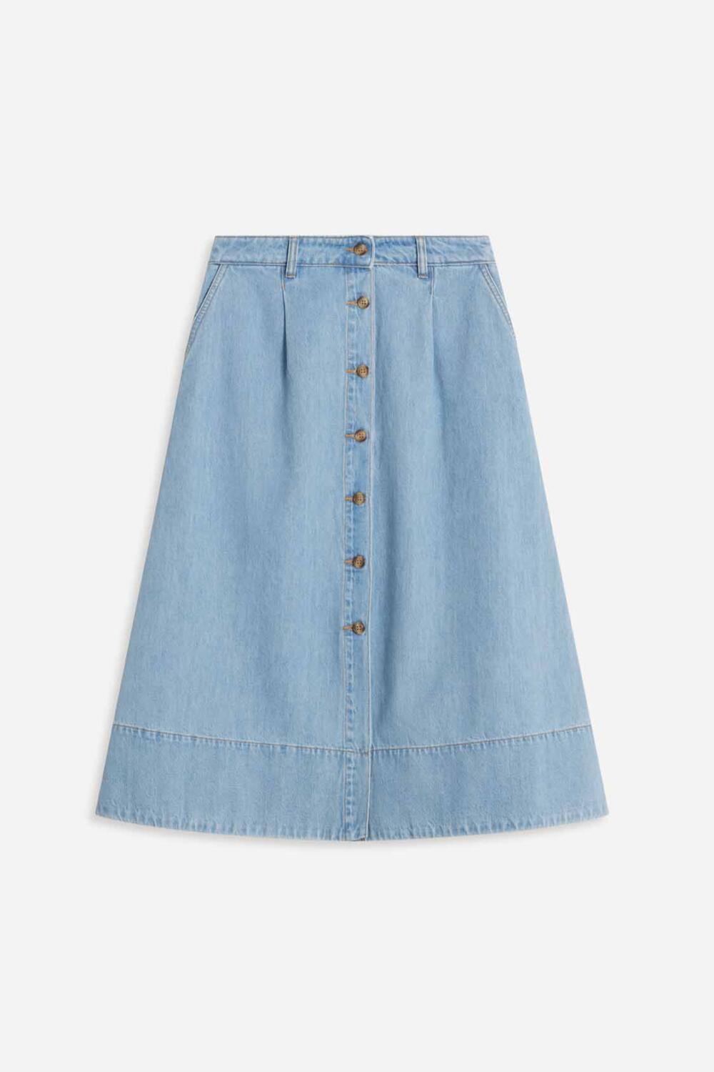 JABILA - JUPE EN CHAMBRAY - 34, BLEU