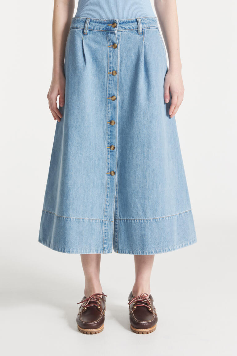 JABILA - CHAMBRAY SKIRT - BLUE, seconde vue