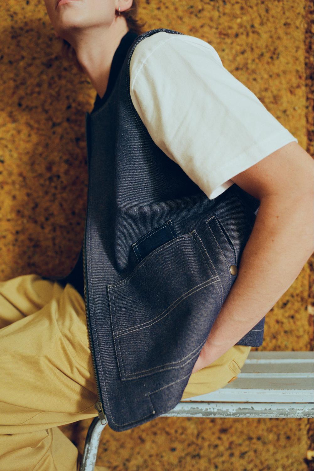 VISALINO - VESTE DENIM SANS MANCHES