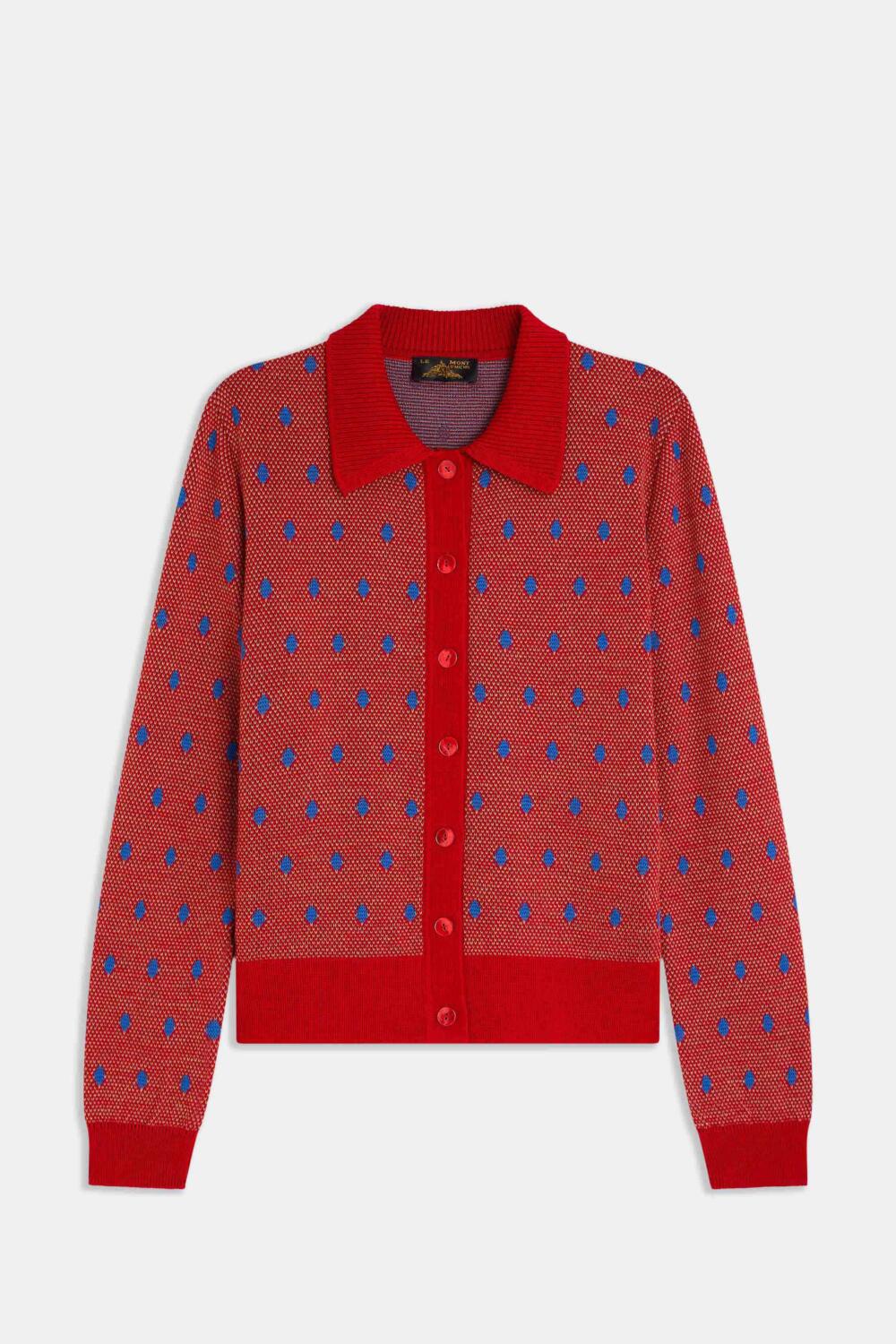 GRIVES - JACQUARD CARDIGAN - XS, RED