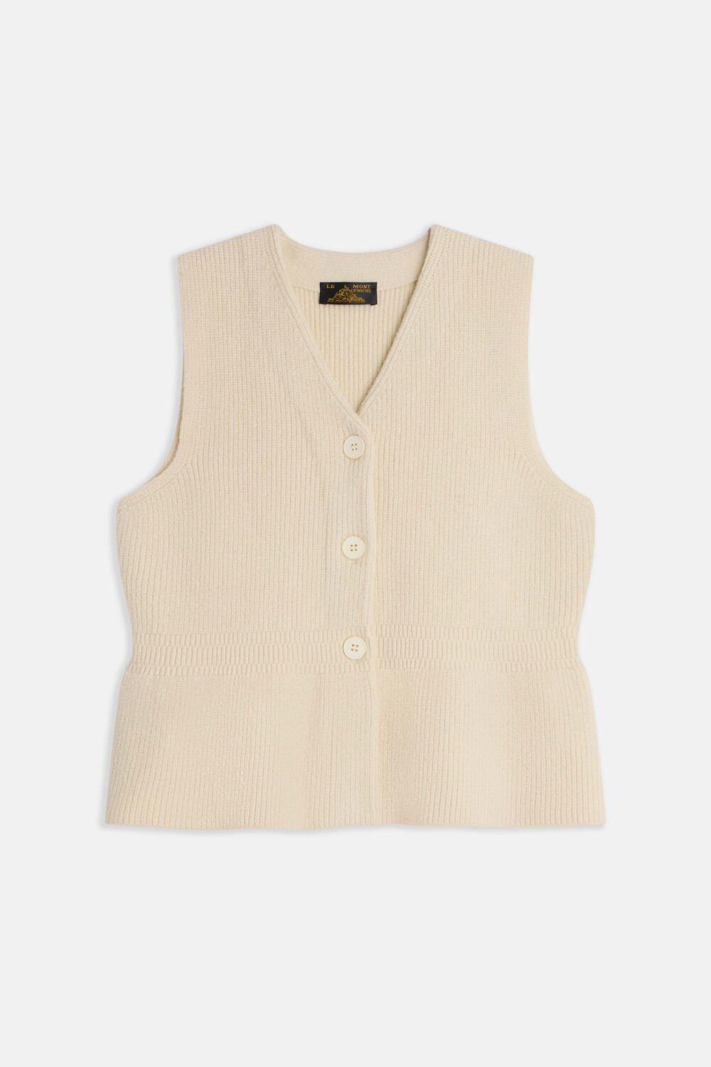 GANNES - CARDIGAN SANS MANCHES - XS, ECRU