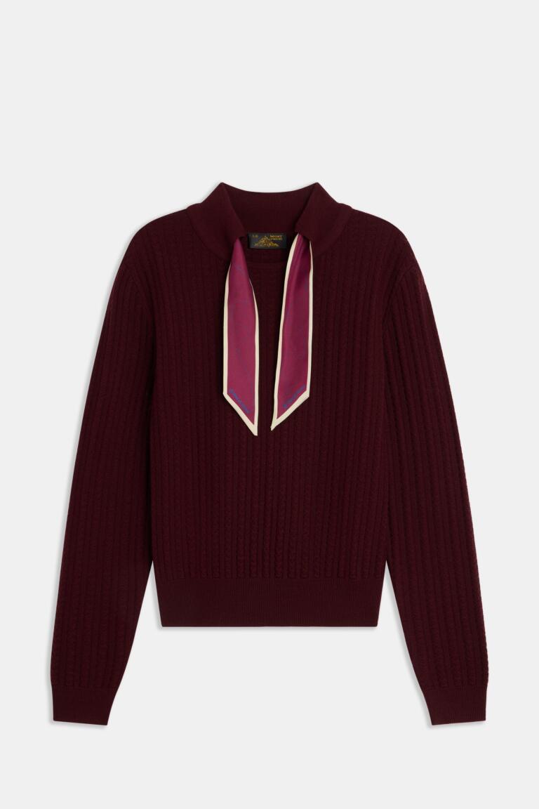 SOHENA - PULL EN MÉRINOS EXTRAFINE - BORDEAUX, seconde vue