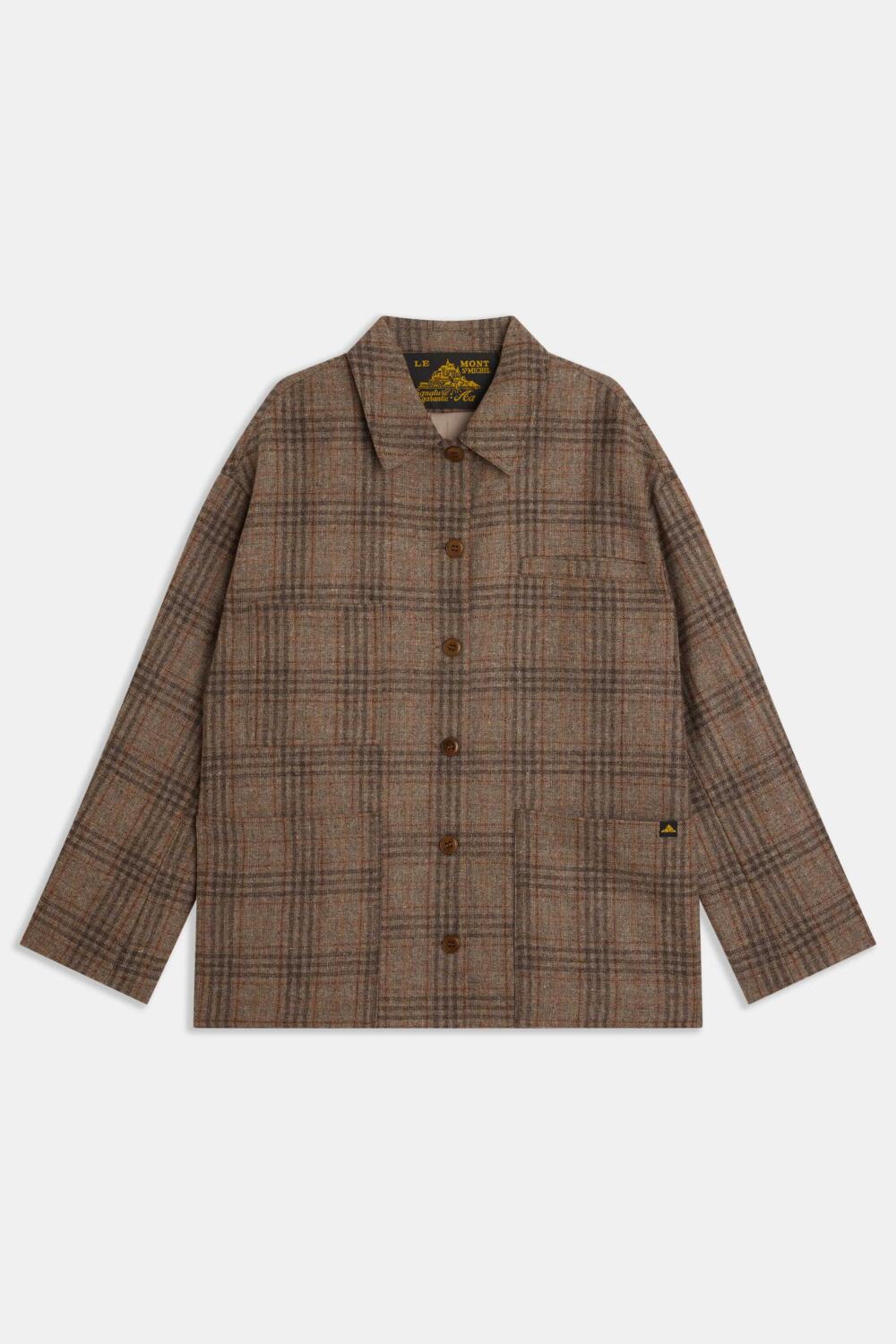 VILLAC - CHECKED JACKET - 34, BROWN