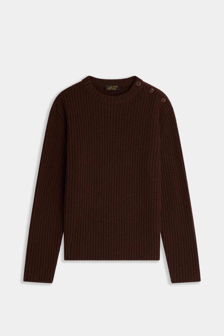 SEDINI - PULL EN LAINE MÉRINOS - MARRON