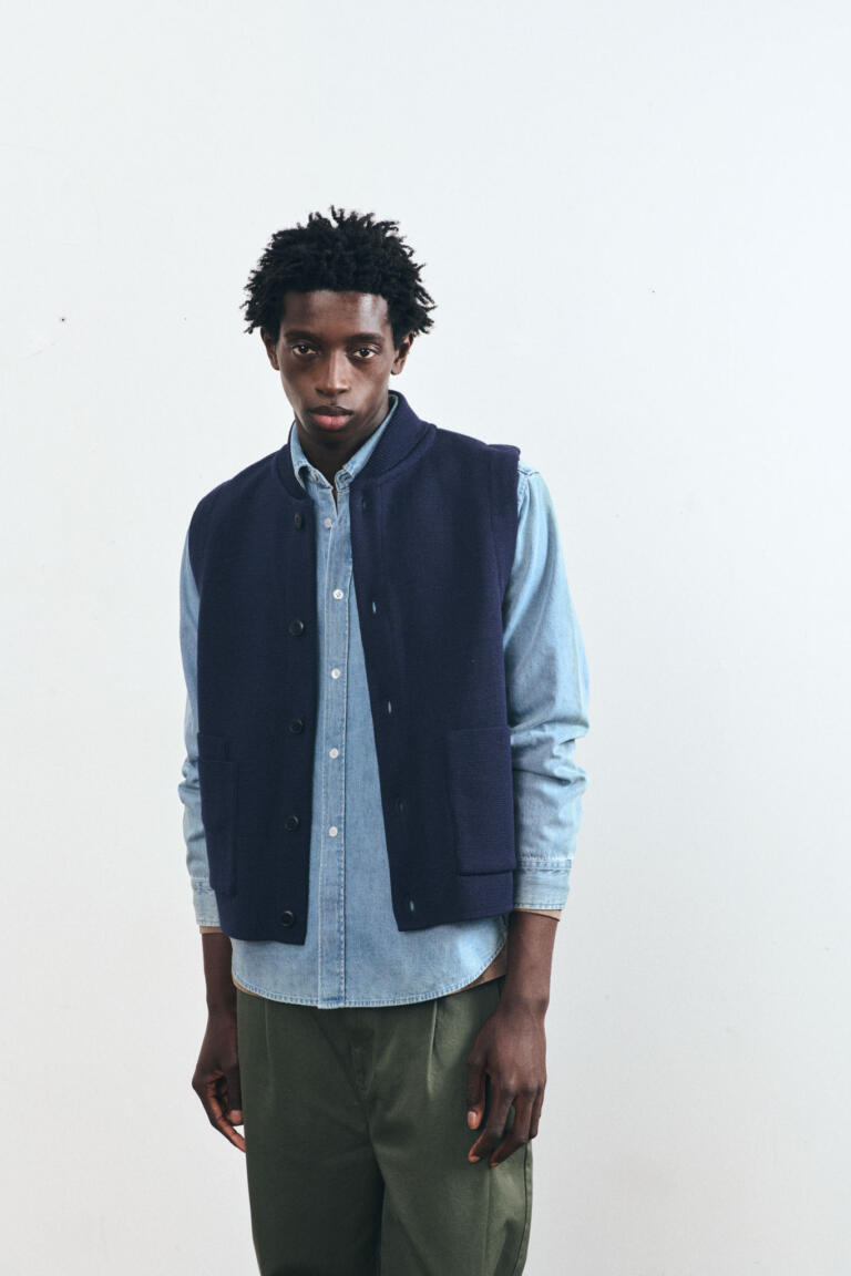 GARY - SLEEVELESS CARDIGAN - NAVY, seconde vue